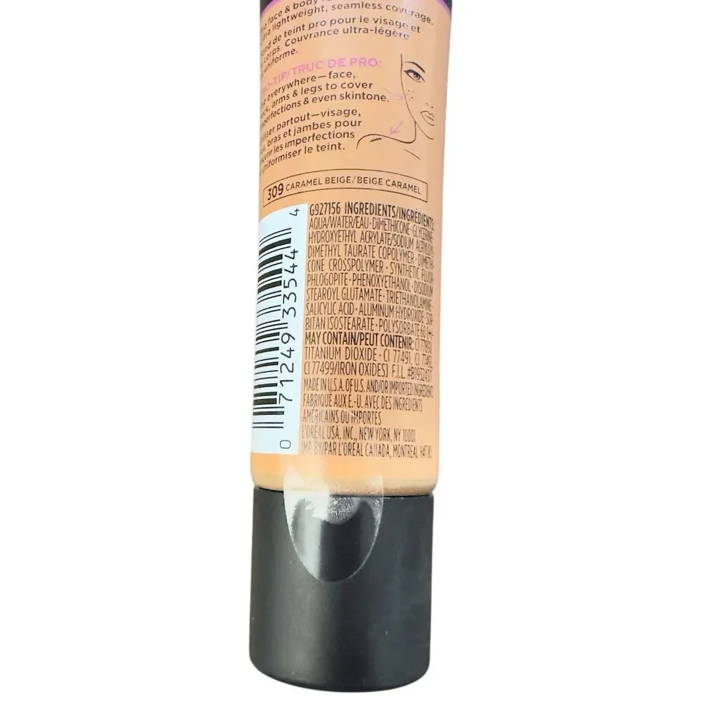 L'Oréal Infallible Total Cover Foundation 309 Caramel Beige 24hr Full Coverage